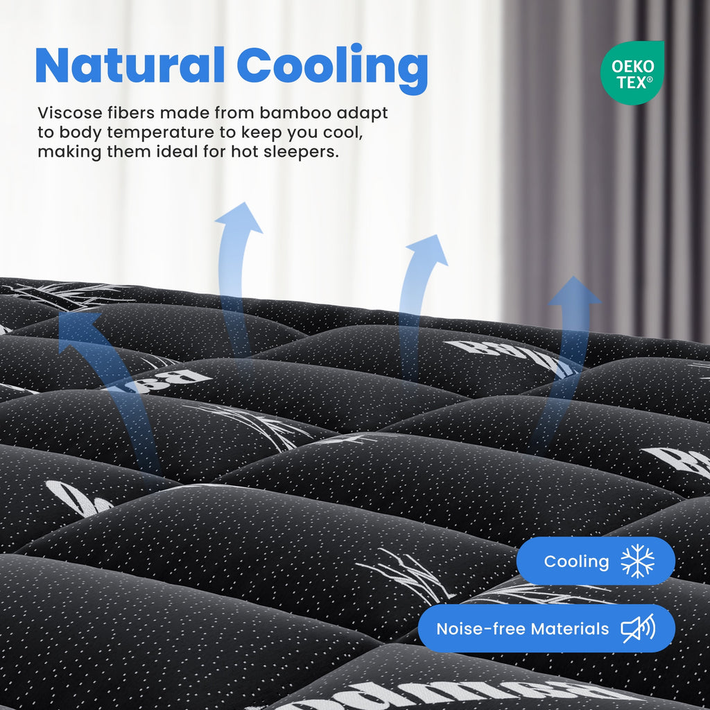 edx Queen Mattress Protector, Thickened Mattress Pad with Bamboo Fiber Viscose Filling, Breathable, Soft, Cooling,Black, 60" x 80"