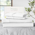 Purity Home Twin Bed Sheet Set - 100% Cotton Percale, 400 Thread Count - Cool, Crisp, Breathable & Durable 4-Piece - White