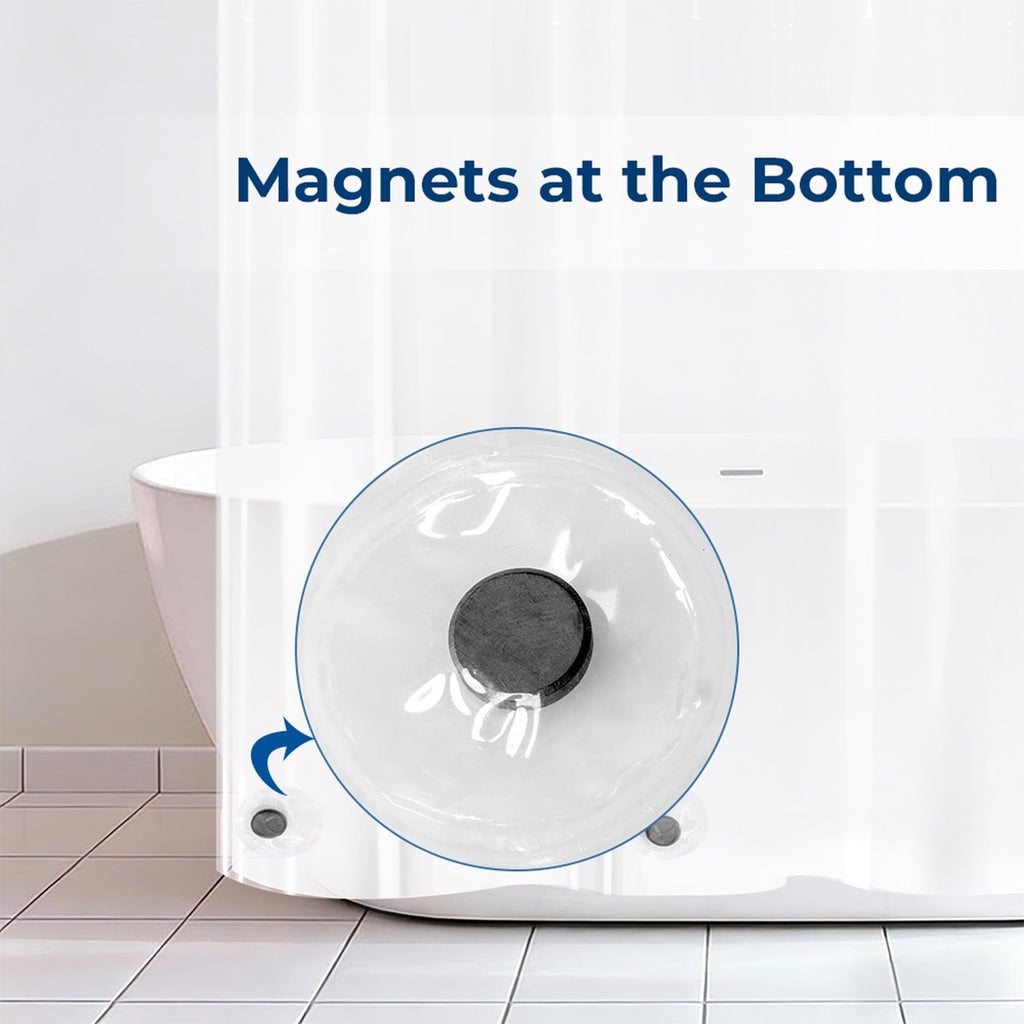 Yiannan Clear PEVA Shower Curtain Liner, Rustproof Grommets, Waterproof, 3 Magnets，71x72