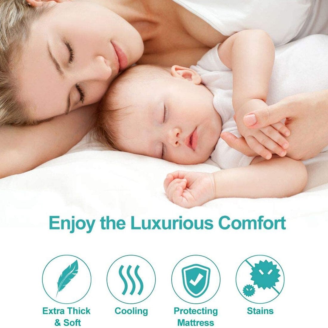 Meritlife Extra Thick Queen Mattress Topper, 400TC Cotton Pillow Top with 5D Spiral Fiber, Deep Pocket, Cooling Plush