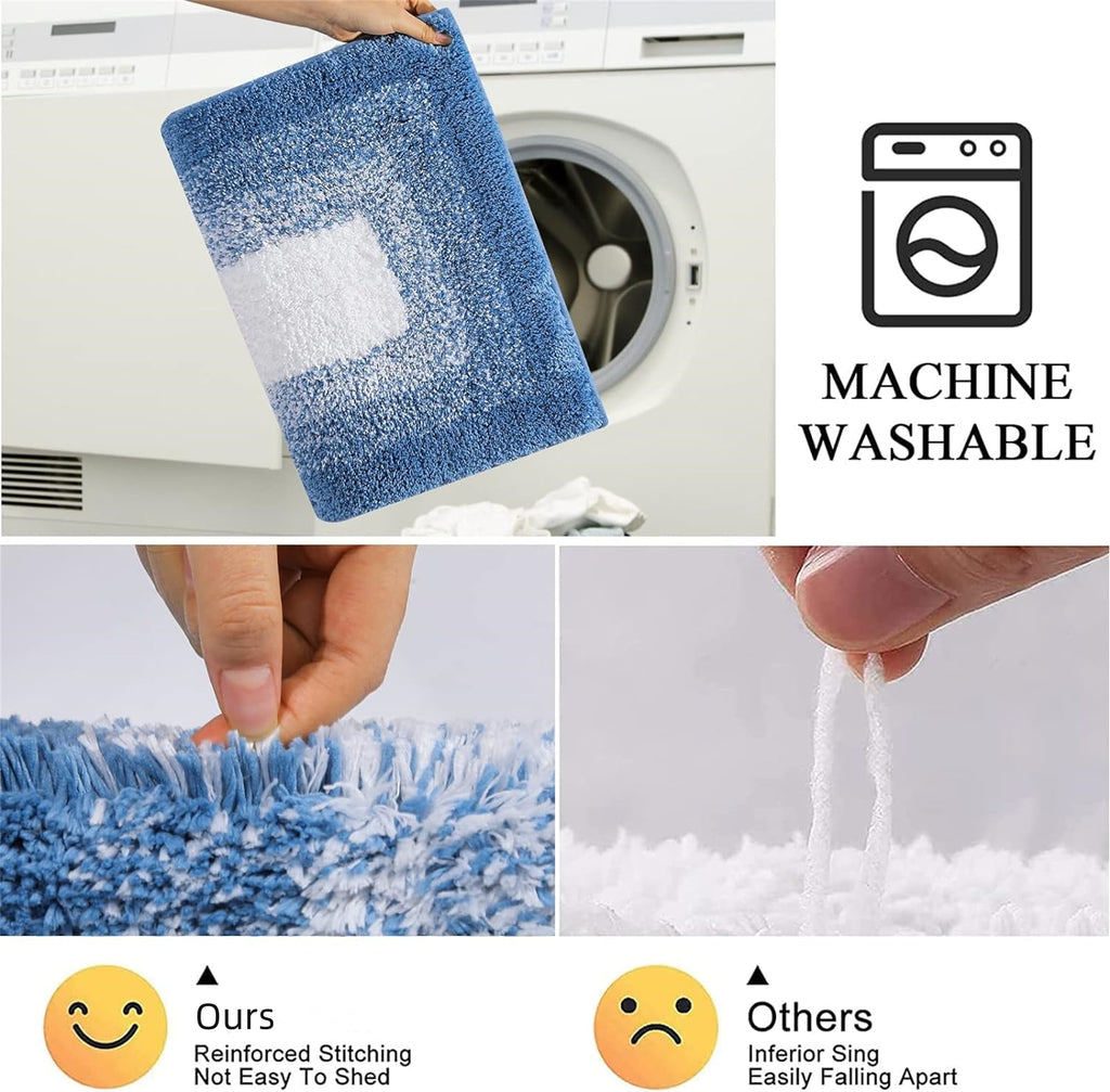 Ileading Bathroom Rugs Sets 4 Piece Plush Shaggy Microfiber Bath Rug with U-Shaped Contour Toilet Mat