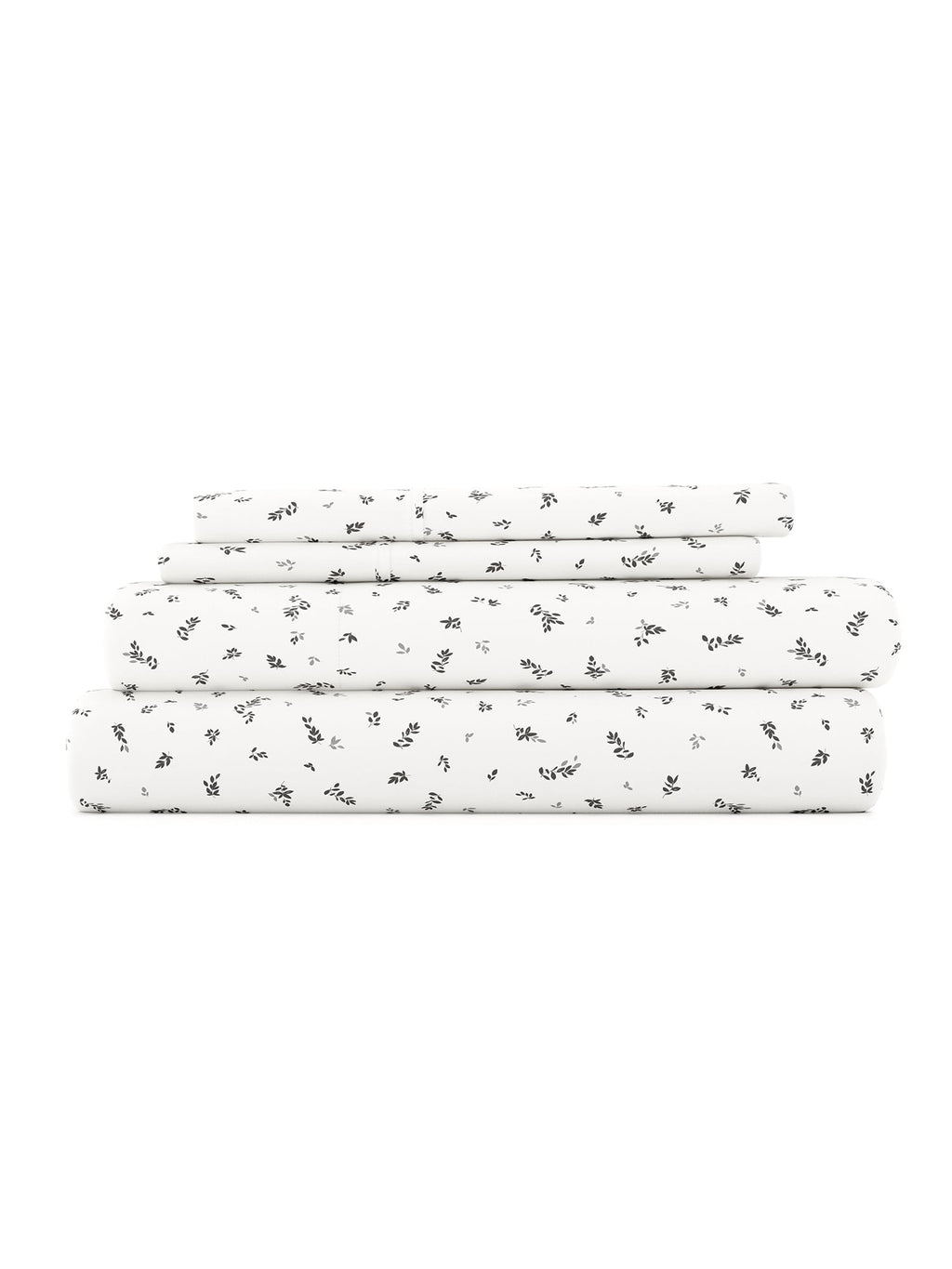 Ultra Soft & Breathable Wrinkle Free Bed Sheets Set - Floral Print Adult - Light Gray Floral Prints with Deep Pockets for King, Queen, Full, & Twins