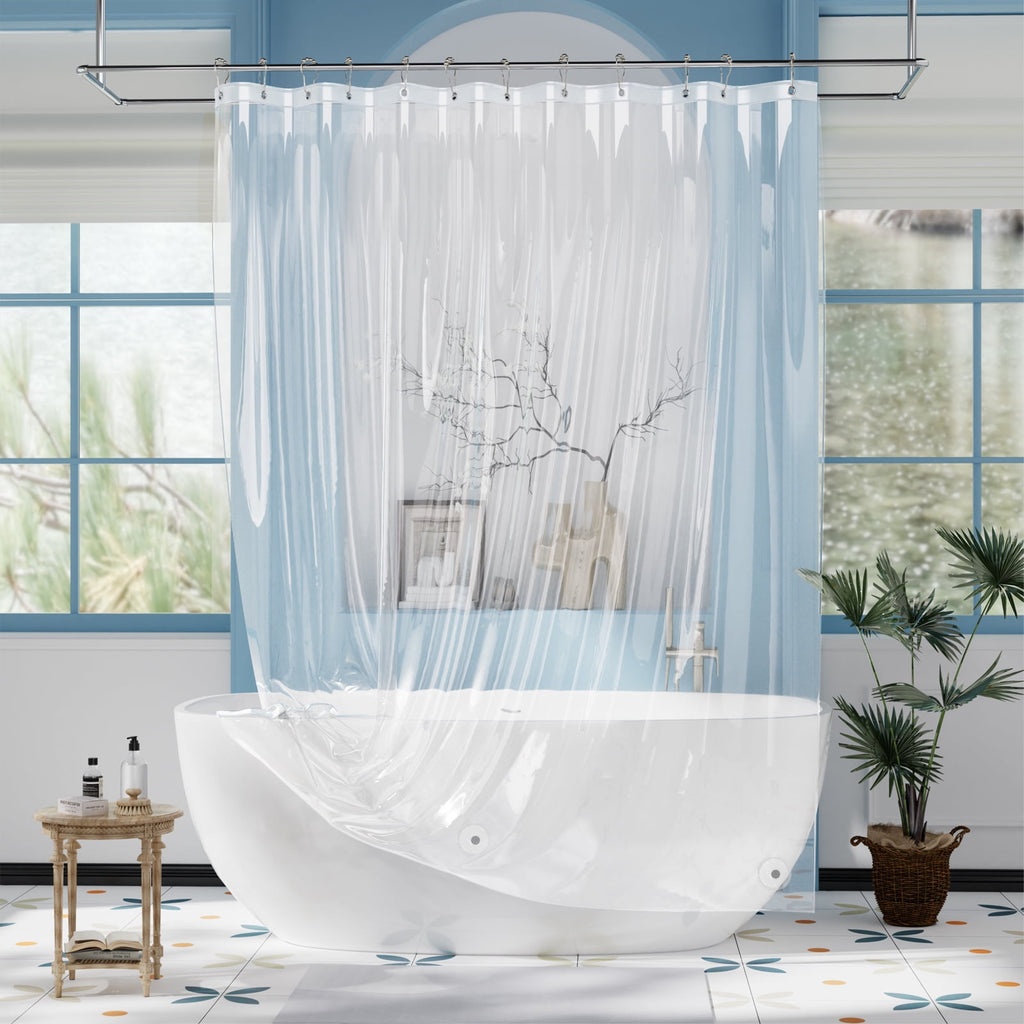 Bathway Clear Shower Curtain Liner, 72"W x 72"L Waterproof PEVA Plastic Shower Liner for Bathroom with Magnets and Rustproof Metal Grommets, Mold & Mildew-Resistant