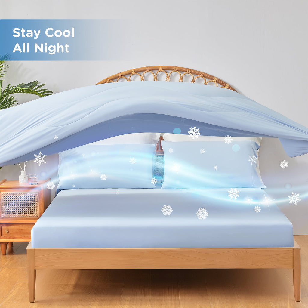 Regency Heights Queen Sheet Set, 3-Piece Silky Soft Skin-Friendly Bedding, Ice Blue