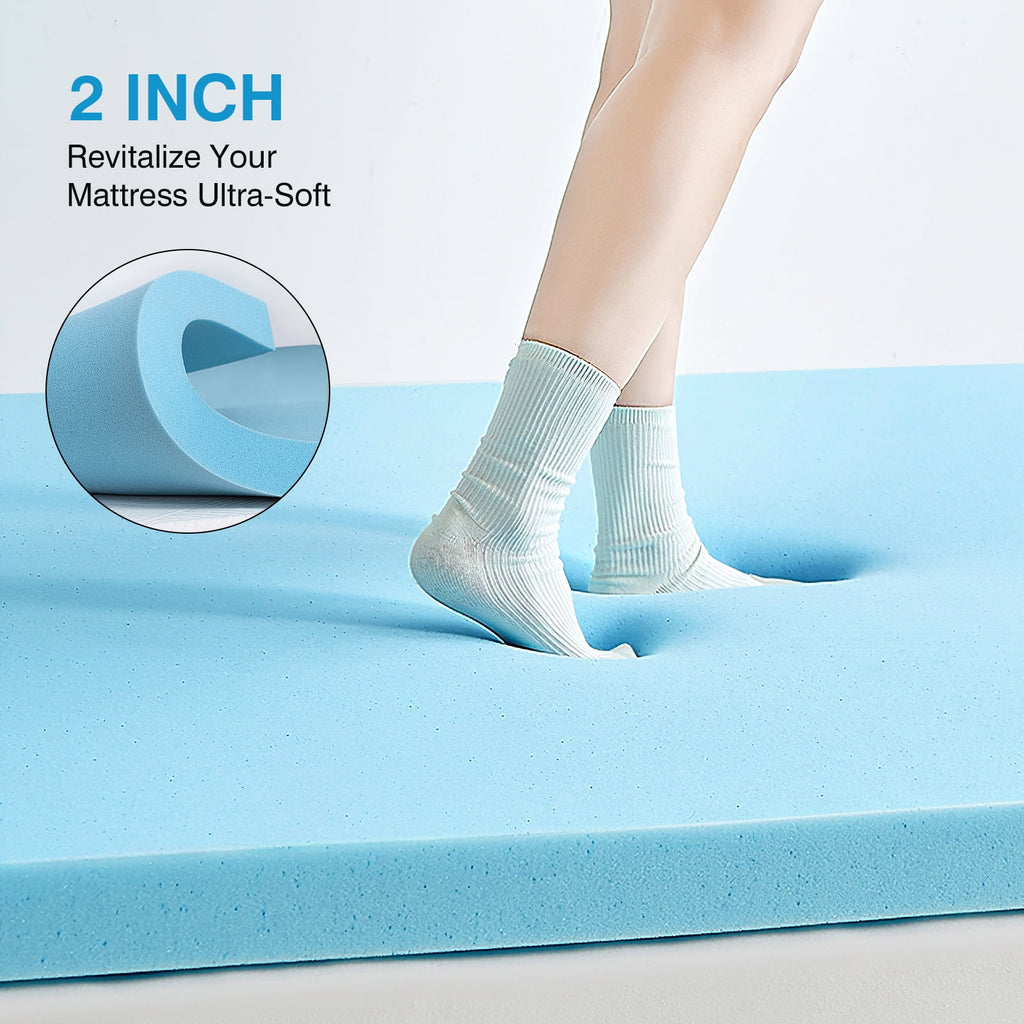 Fapo Dual Layer 4-Inch Memory Foam Mattress Topper, Including 2" Memory Foam and 6" Soft Breathable Quilted Pillow Top Mattress Pad, Queen Size