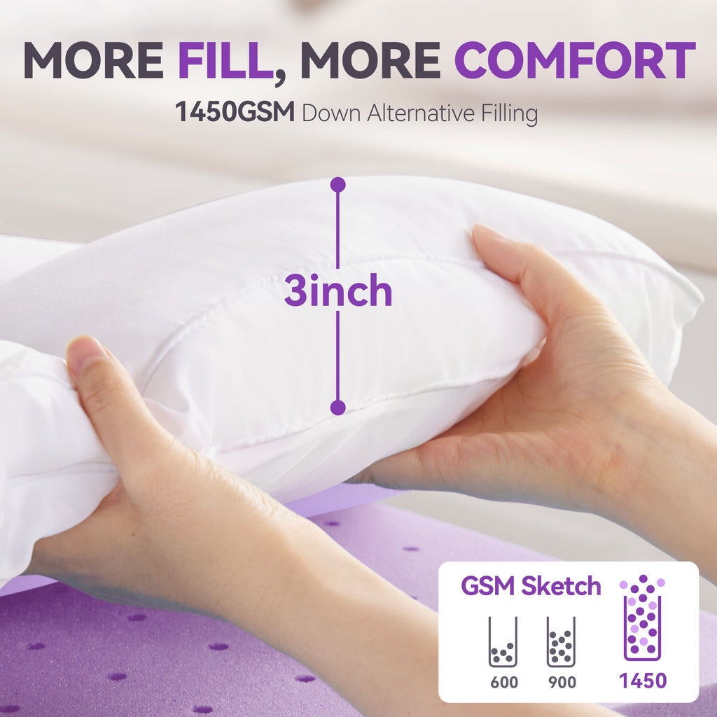 BDEUS Queen Size Dual Layer 5 inch Memory Foam Mattress Topper, 2 inch Gel Memory Foam and 3 inch 1450 GSM Down Alternative Quilted Pillow Top Mattress Pad Cover for Back Pain,Soft
