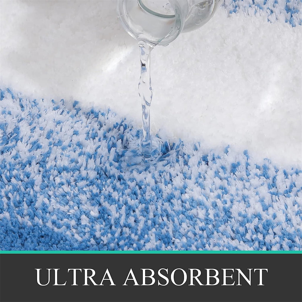 Ileading Bathroom Rugs Sets 4 Piece Plush Shaggy Microfiber Bath Rug with U-Shaped Contour Toilet Mat