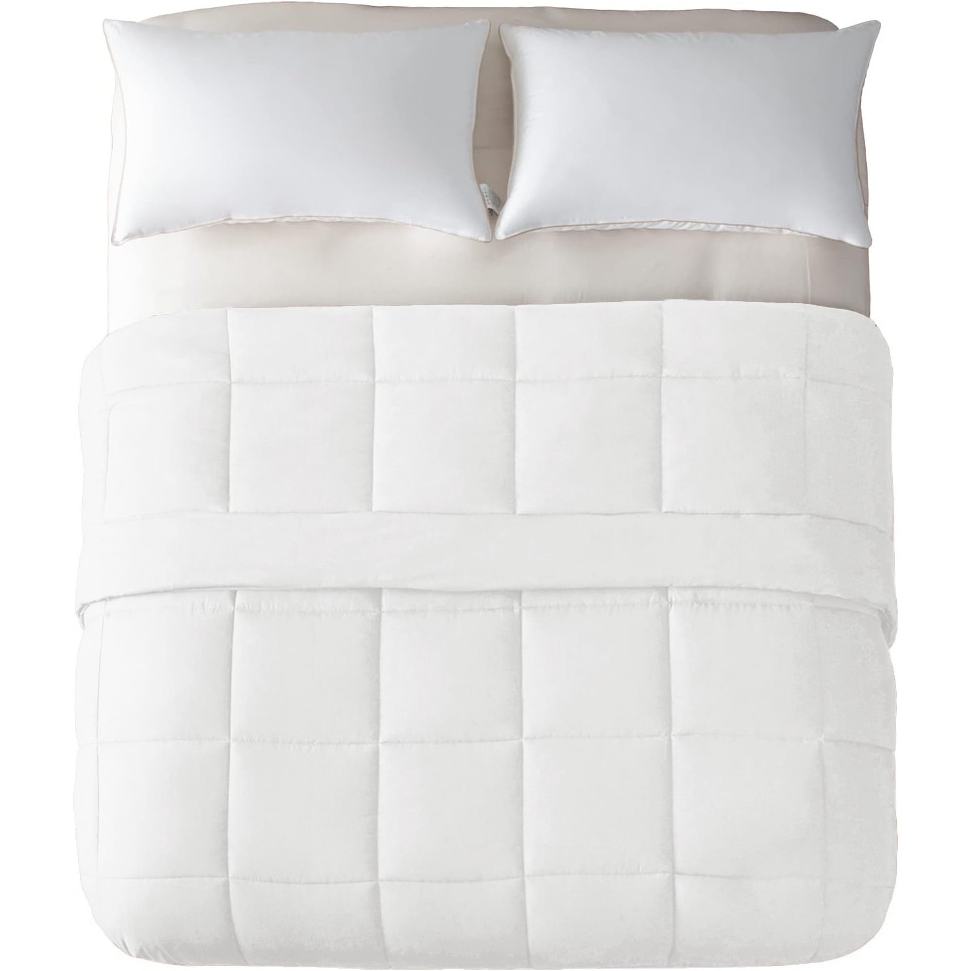 Exclusivo Mezcla Queen Comforter Set White, 3-Piece Solid Comforter Duvet Insert with Corner Tabs, Lightweight Bedding Down Alternative Comforter for All Seasons