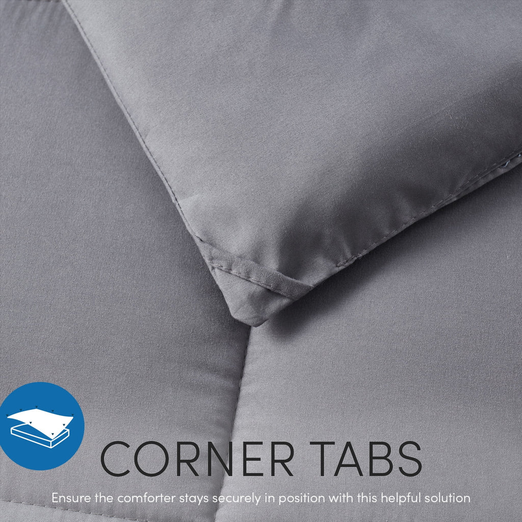 Nestl Gray Comforter, Quilted Down Alternative Bedding Duvet Insert, Queen