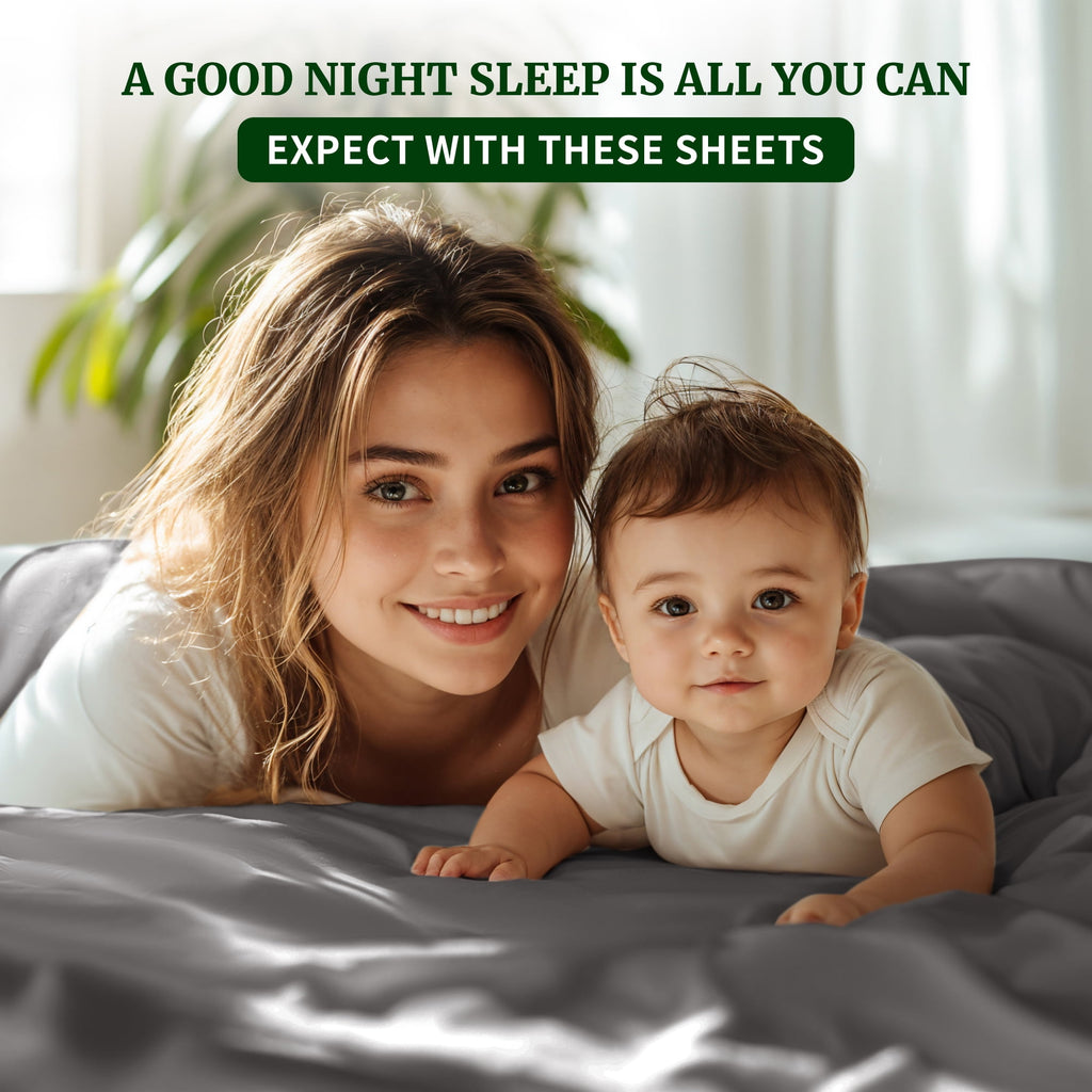 SONORO KATE 100% Cotton Bed Sheets Set, 1000 Thread Count 4 Piece Luxury Soft Sheets Set with 16" Deep Pocket, Queen, Dark Gray