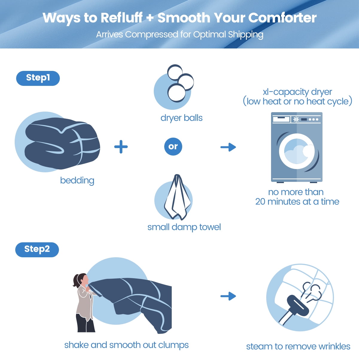 Regency Heights Full/Queen Cooling Comforter, Silky Soft Lightweight All-Season Blanket, Ice Blue