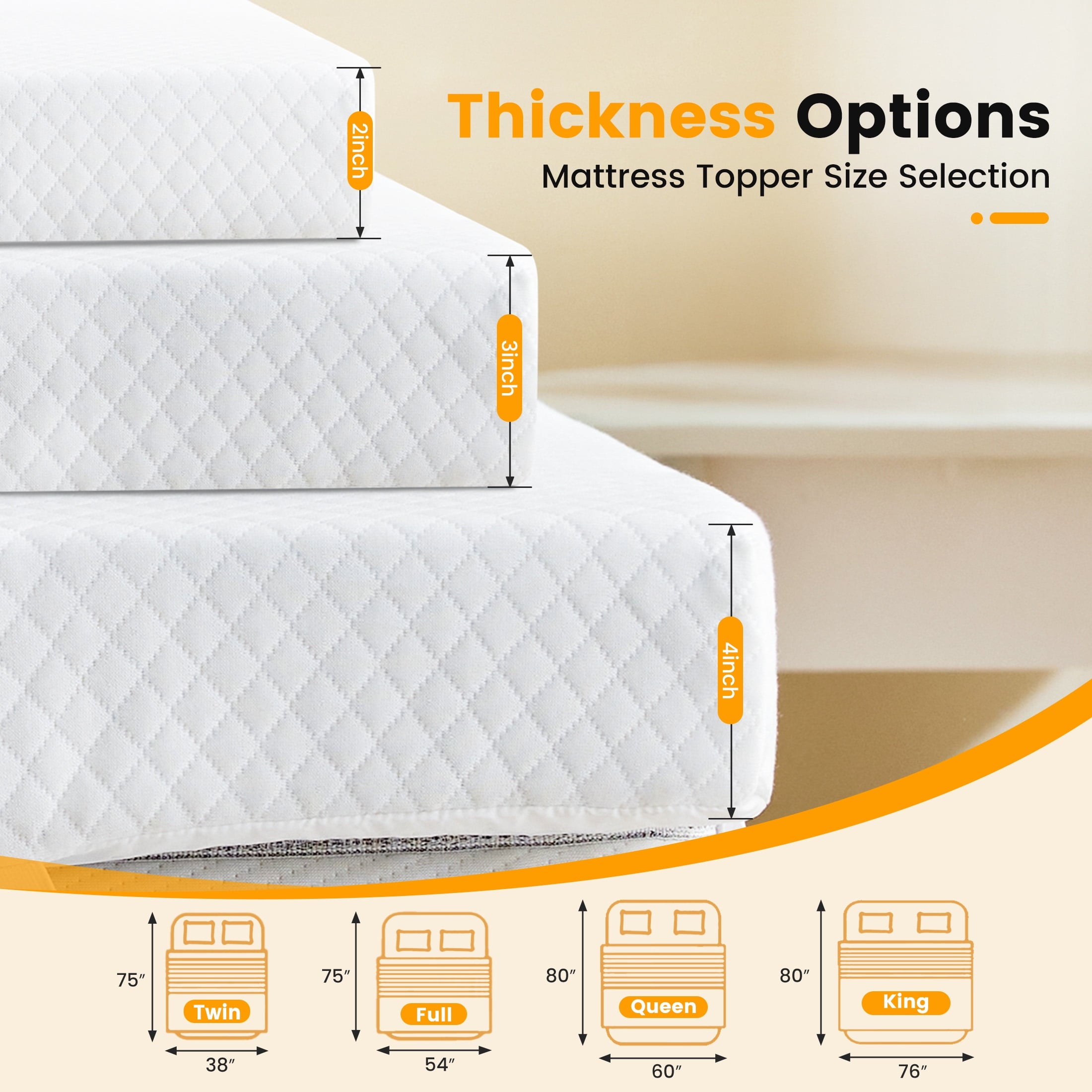 EDX 4 Inch Queen Size Gel Memory Foam Mattress Topper, Bed Topper with Removable Soft Cover