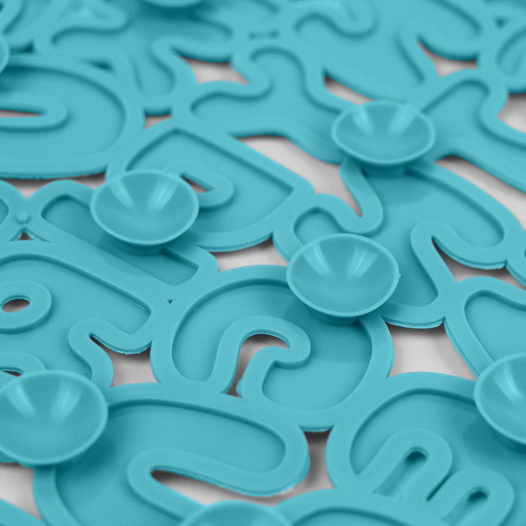 Mainstays ABC Rubber Bathtub Mat, Blue, 15" x 27", 100% GRS Material