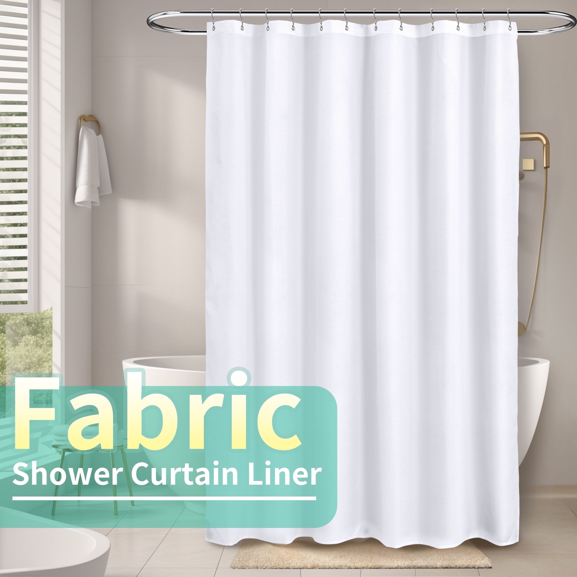 Yiannan Waterproof Fabric Shower Curtain Liner with 3 Magnets,36x72inch