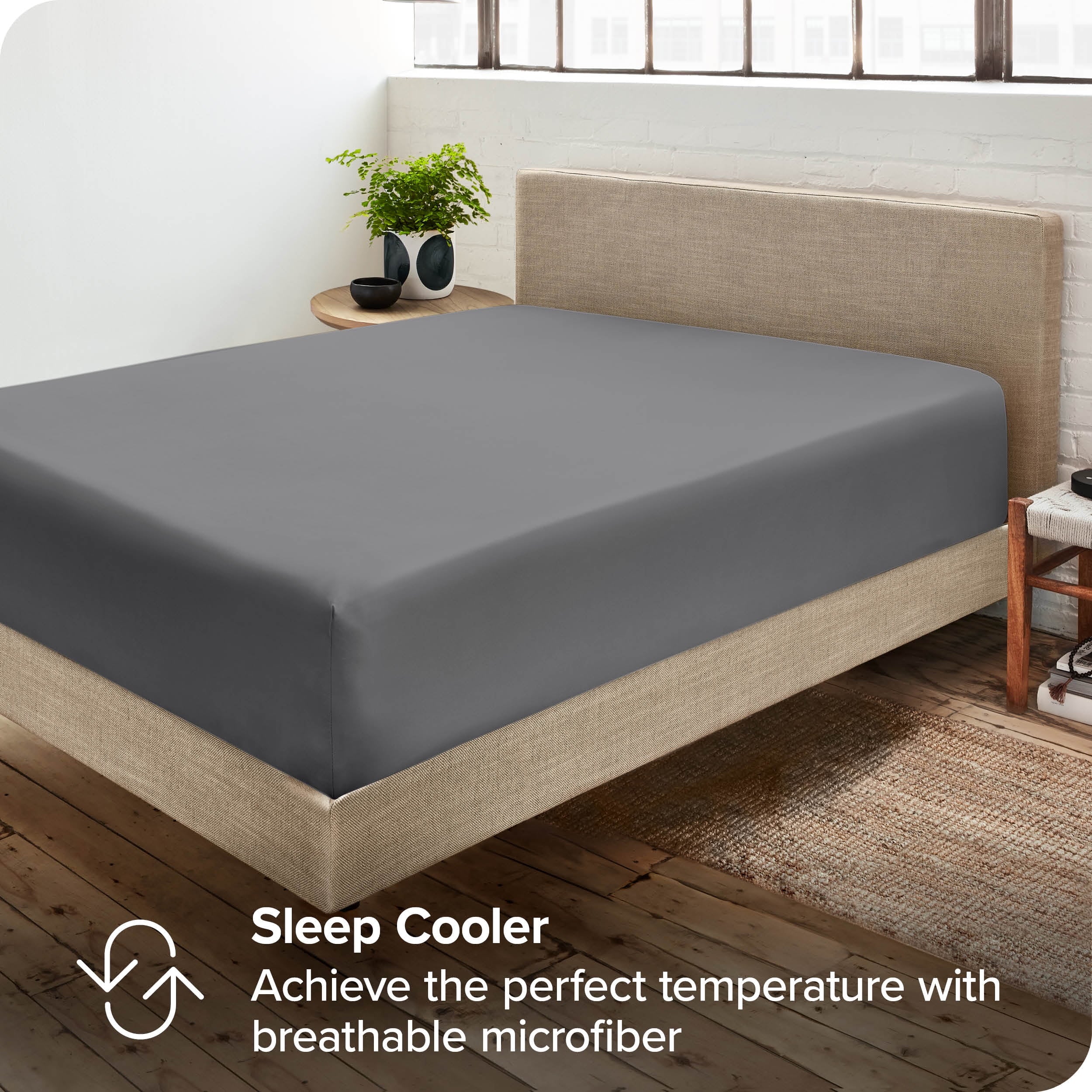 Bare Home 2-Pack Fitted Sheets - Premium 1800 Collection - Ultra-soft - Deep Pocket - Queen, Gray