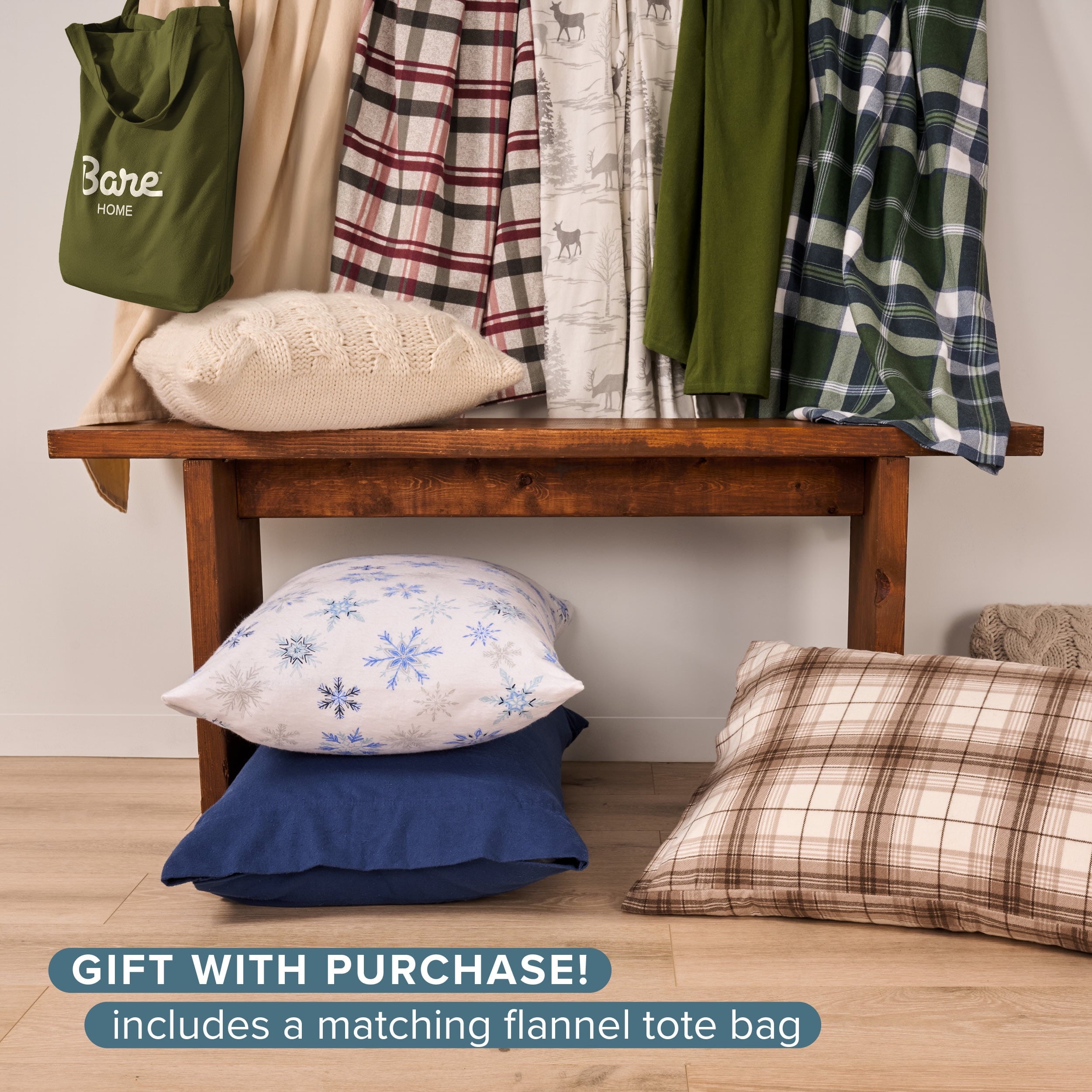 Bare Home Luxury 100% Cotton Flannel Queen Sheet Set, Deep Pocket, 4-Piece, Gray