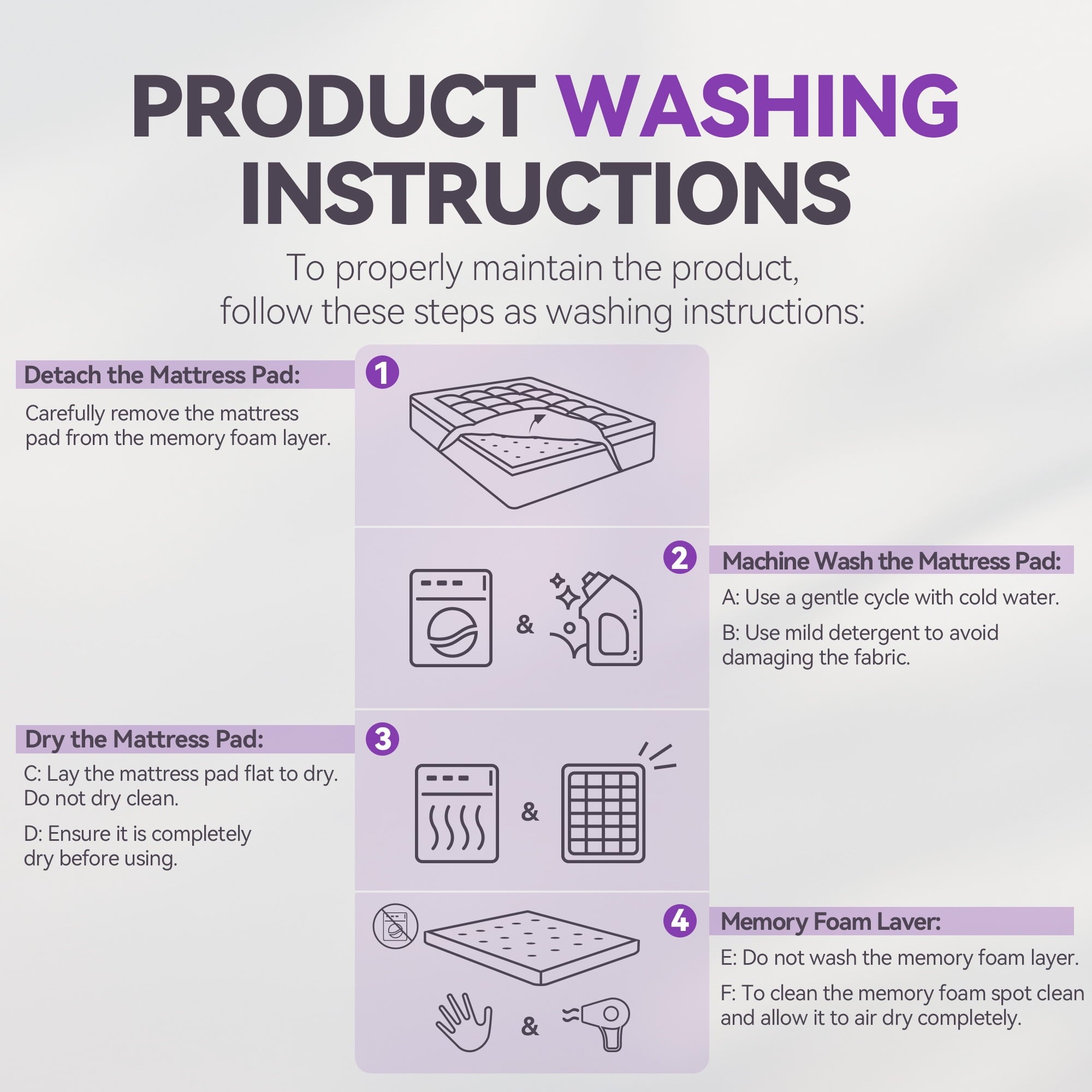 BDEUS Queen Size Dual Layer 5 inch Memory Foam Mattress Topper, 2 inch Gel Memory Foam and 3 inch 1450 GSM Down Alternative Quilted Pillow Top Mattress Pad Cover for Back Pain,Soft