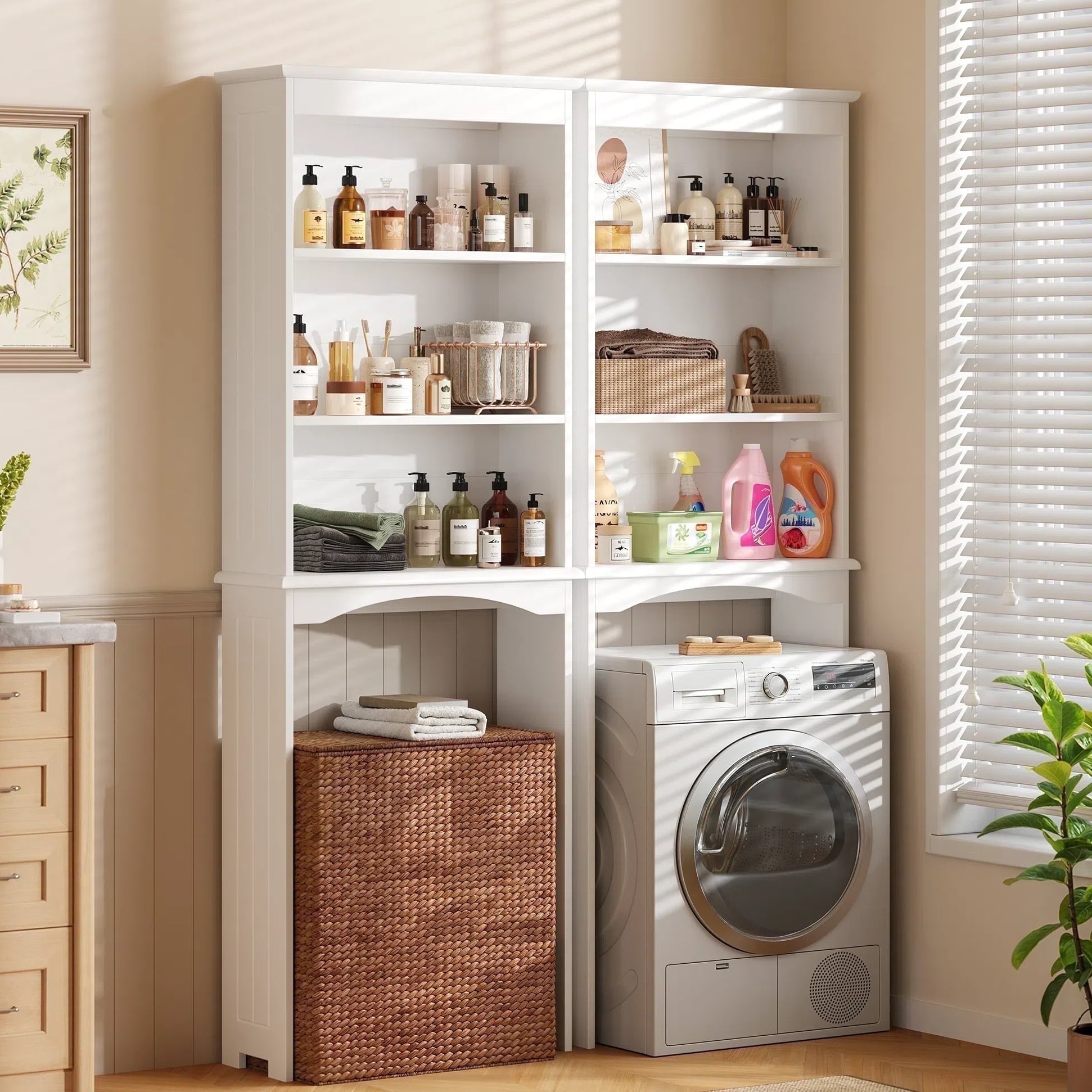 Over the Toilet Storage Cabinet, Lofka Space-Saving Bathroom Organizers and Storage with Adjustable Shlef & Doors, Espresso