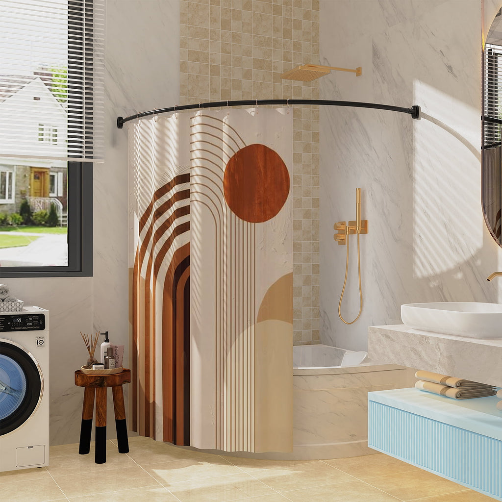 Yeabett Curved Shower Curtain Rod 43-72 Inches Adjustable, Shower Rods for Bathroom Aluminum Rustproof, Round shower curtain rod Expandable, Black