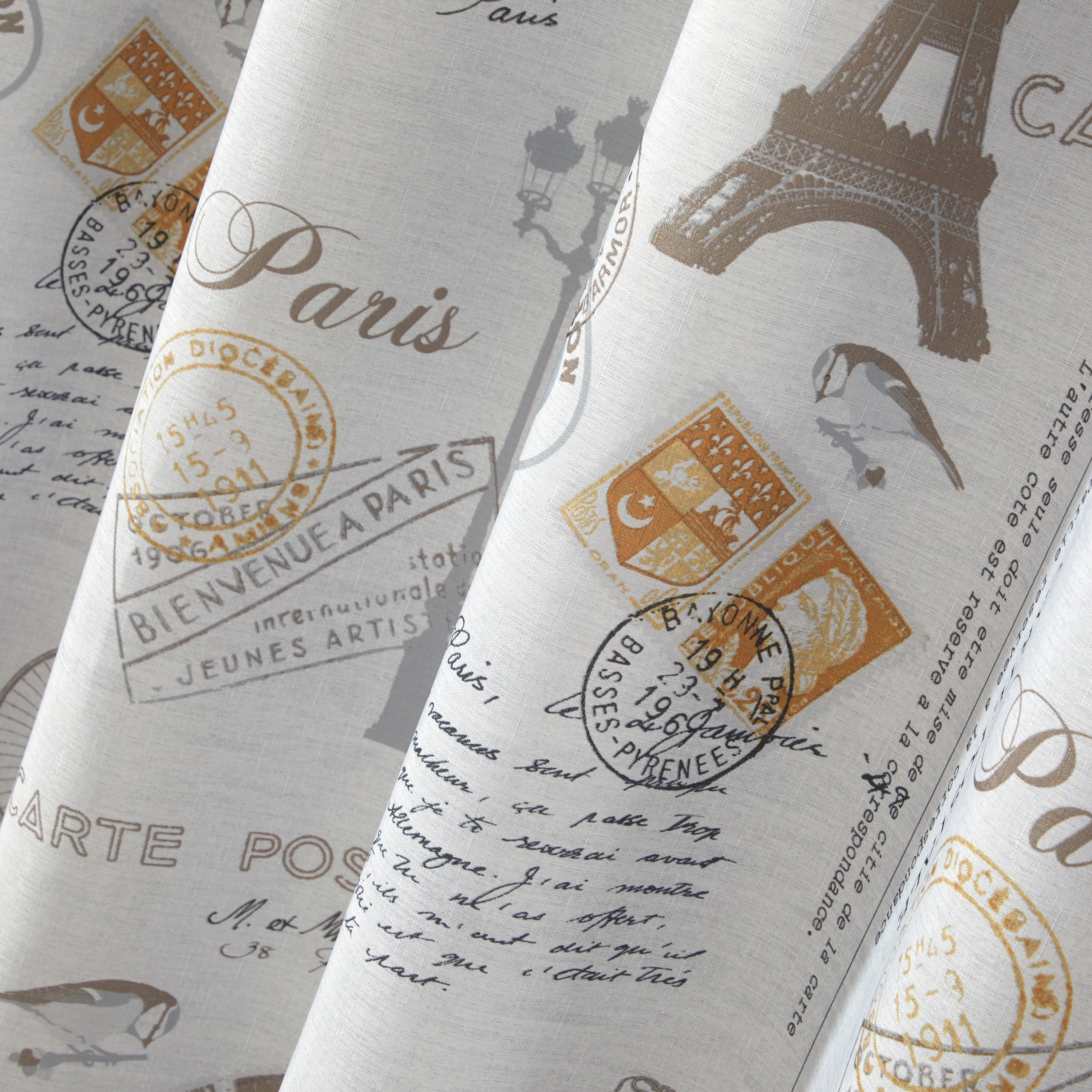 Mainstays Paris Eiffel Tower Geometric Shower Curtain Set with Hooks & Liner– 14-Piece Contemporary Gray Bathroom Decor, 70" x 72", Machine Washable