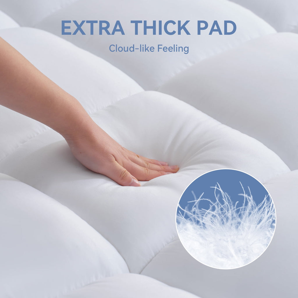 BDEUS Extra Thick Mattress Topper, Cooling Mattress Pad Cover,Pillow Top Protector with 8-21 Inch Deep Pocket, Twin Size