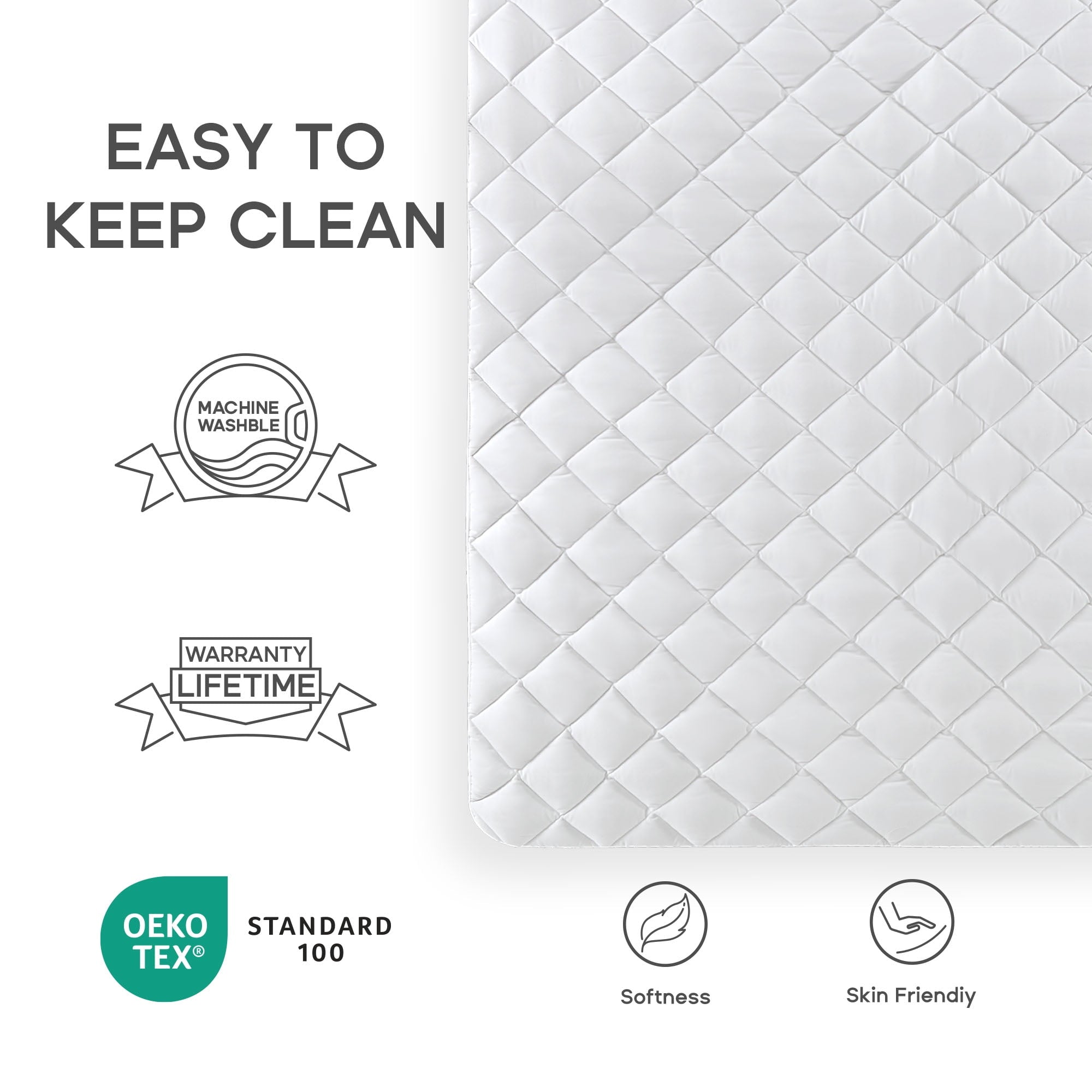 Sonive Mattress Pad Protector, Ultra-Soft, Deep Pocket, Breathable, Cozy&Fluffy (White, Queen)