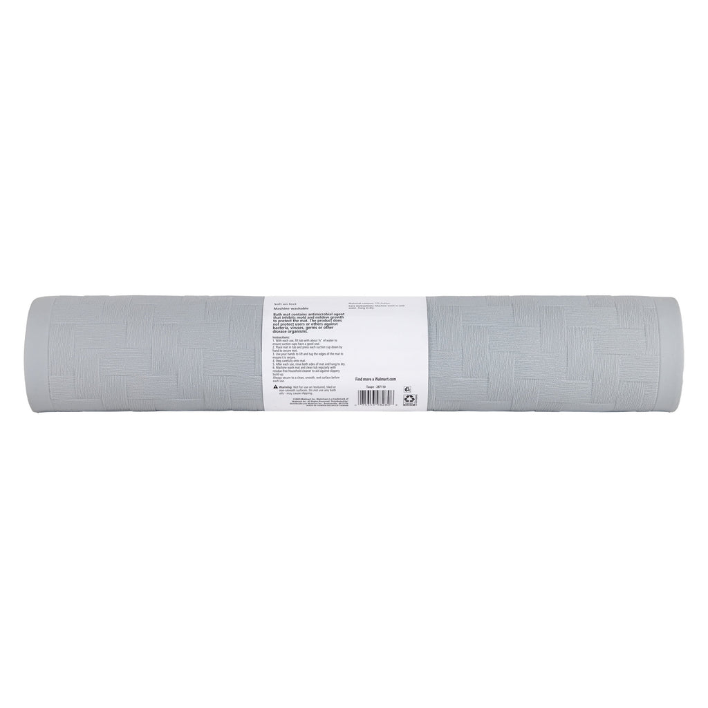 Mainstays 18" x 36" Rubber Bathtub Mat with Suction Cups, Gray