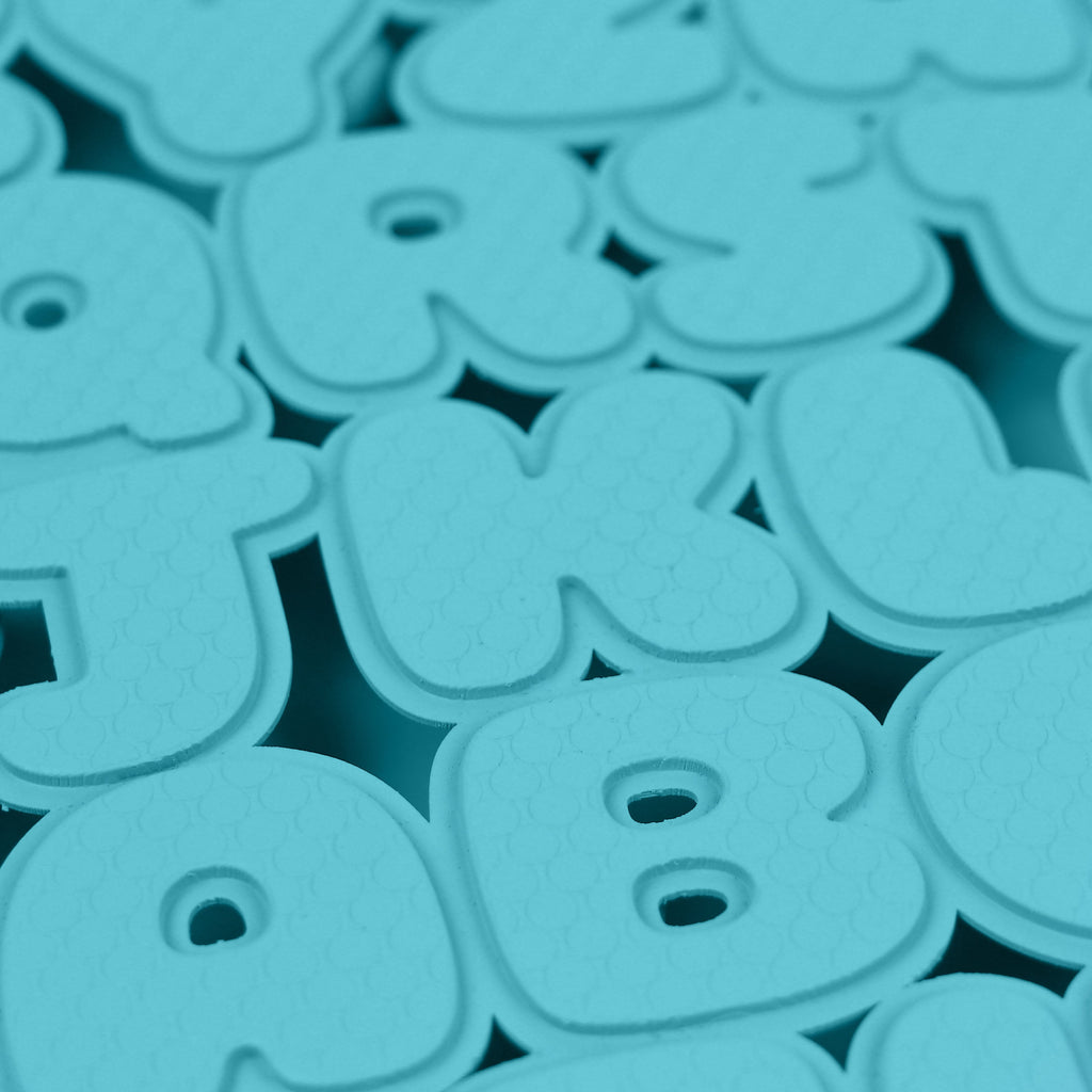 Mainstays ABC Rubber Bathtub Mat, Blue, 15" x 27", 100% GRS Material