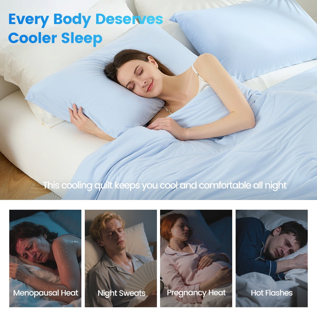 Regency Heights Full/Queen Cooling Comforter, Silky Soft Lightweight All-Season Blanket, Ice Blue
