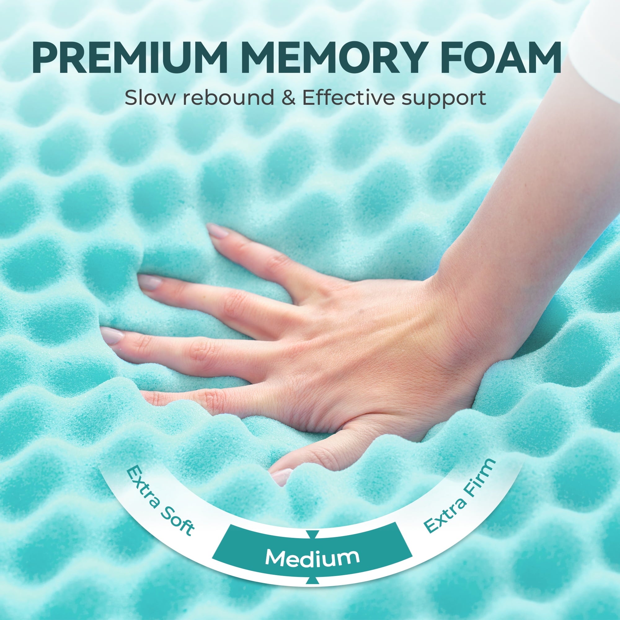 BDEUS 2 inch Gel Cooling Memory Foam Mattress Topper, Memory Foam Egg Crate Mattress Topper, CertiPUR-US Certified, Twin Size