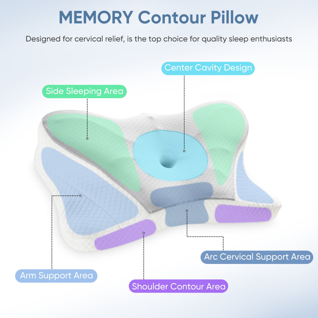 edx Queen Size Cervical Neck Pillow Effective Pain Relief Cooling Pillow for Neck Support, Ergonomic Contour Memory Foam Bed Pillow for Side Back Stomach Sleepers, Gray