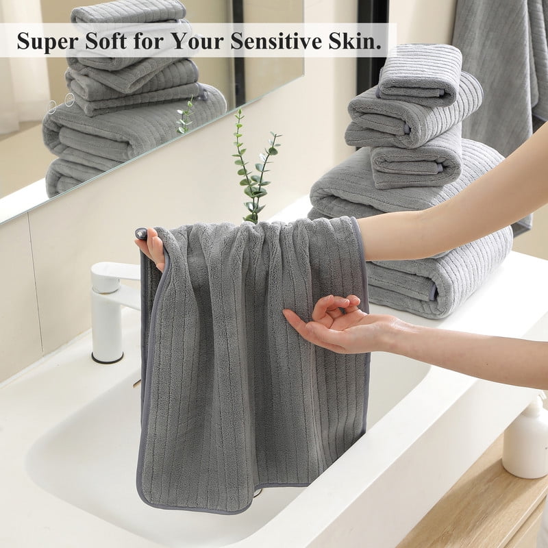 Jessy Home 12 Piece Dark Gray Bath Towel Set for Bathroom-4 Bath Towels,4 Hand Towels,4 Washcloths Soft and Plush Highly Absorbent Towel for Hotel & Spa