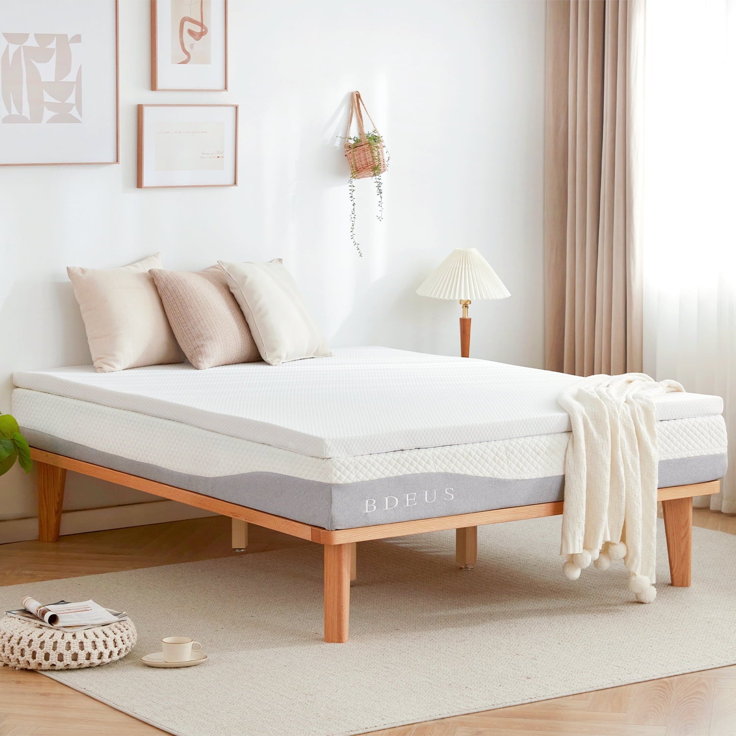 BDEUS 3 Inch Gel Memory Foam Mattress Topper, Cool Gel Infused Foam Bed Topper, Pressure Relief, Removable Soft Cover, Full Size