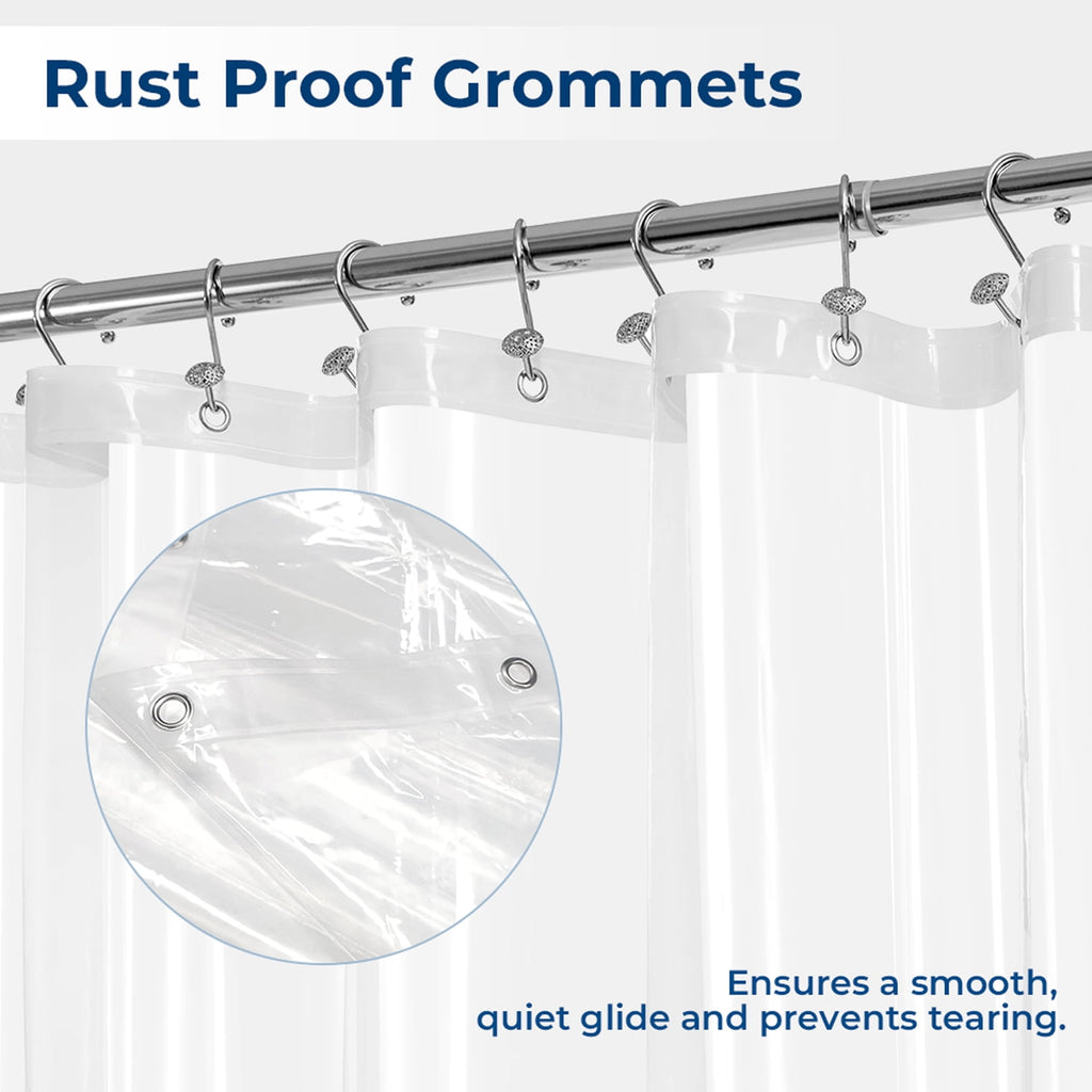 Yiannan Clear PEVA Shower Curtain Liner, Rustproof Grommets, Waterproof, 3 Magnets，71x72