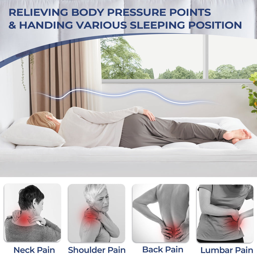 BDEUS Extra Thick Mattress Topper, Cooling Mattress Pad Cover,Pillow Top Protector with 8-21 Inch Deep Pocket, Twin Size