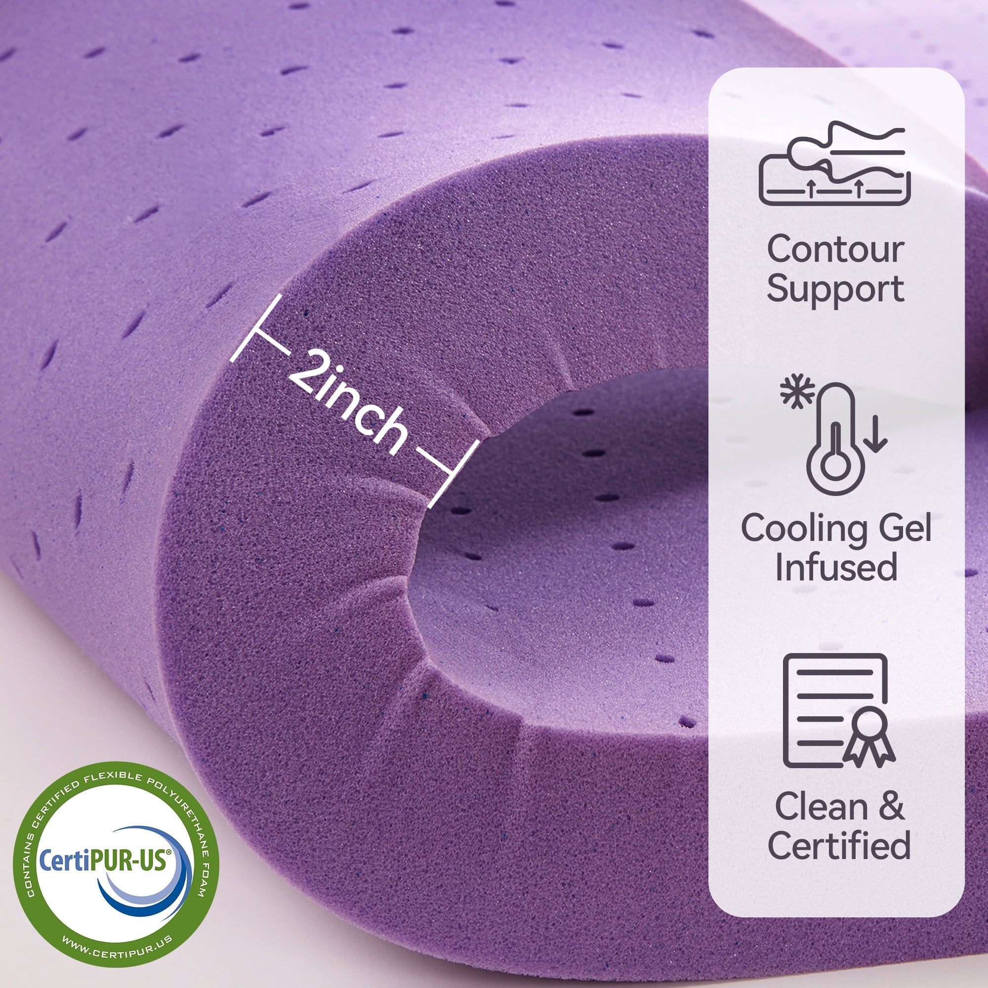 BDEUS Queen Size Dual Layer 5 inch Memory Foam Mattress Topper, 2 inch Gel Memory Foam and 3 inch 1450 GSM Down Alternative Quilted Pillow Top Mattress Pad Cover for Back Pain,Soft