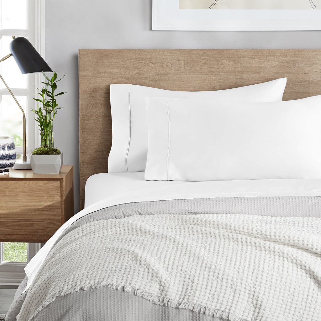 Purity Home Twin Bed Sheet Set - 100% Cotton Percale, 400 Thread Count - Cool, Crisp, Breathable & Durable 4-Piece - White