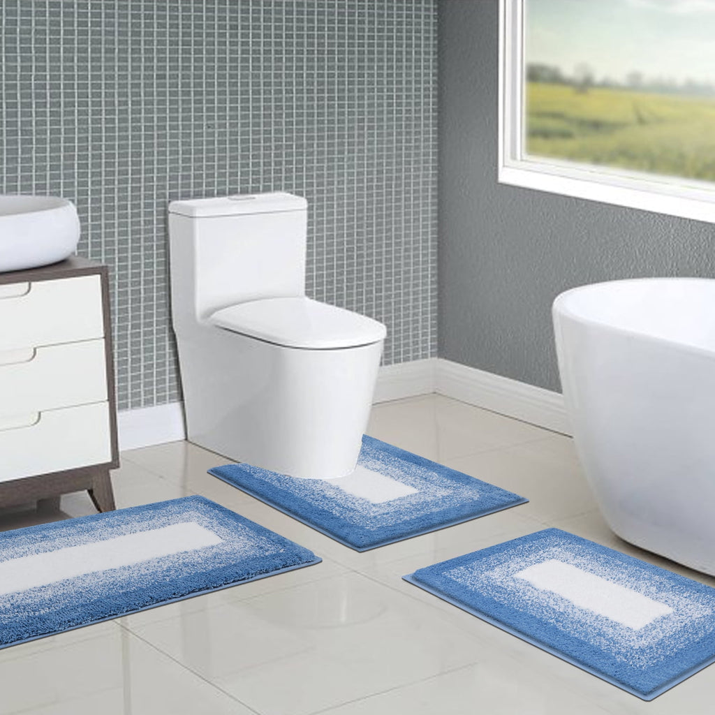 Ileading Bathroom Rugs Sets 4 Piece Plush Shaggy Microfiber Bath Rug with U-Shaped Contour Toilet Mat