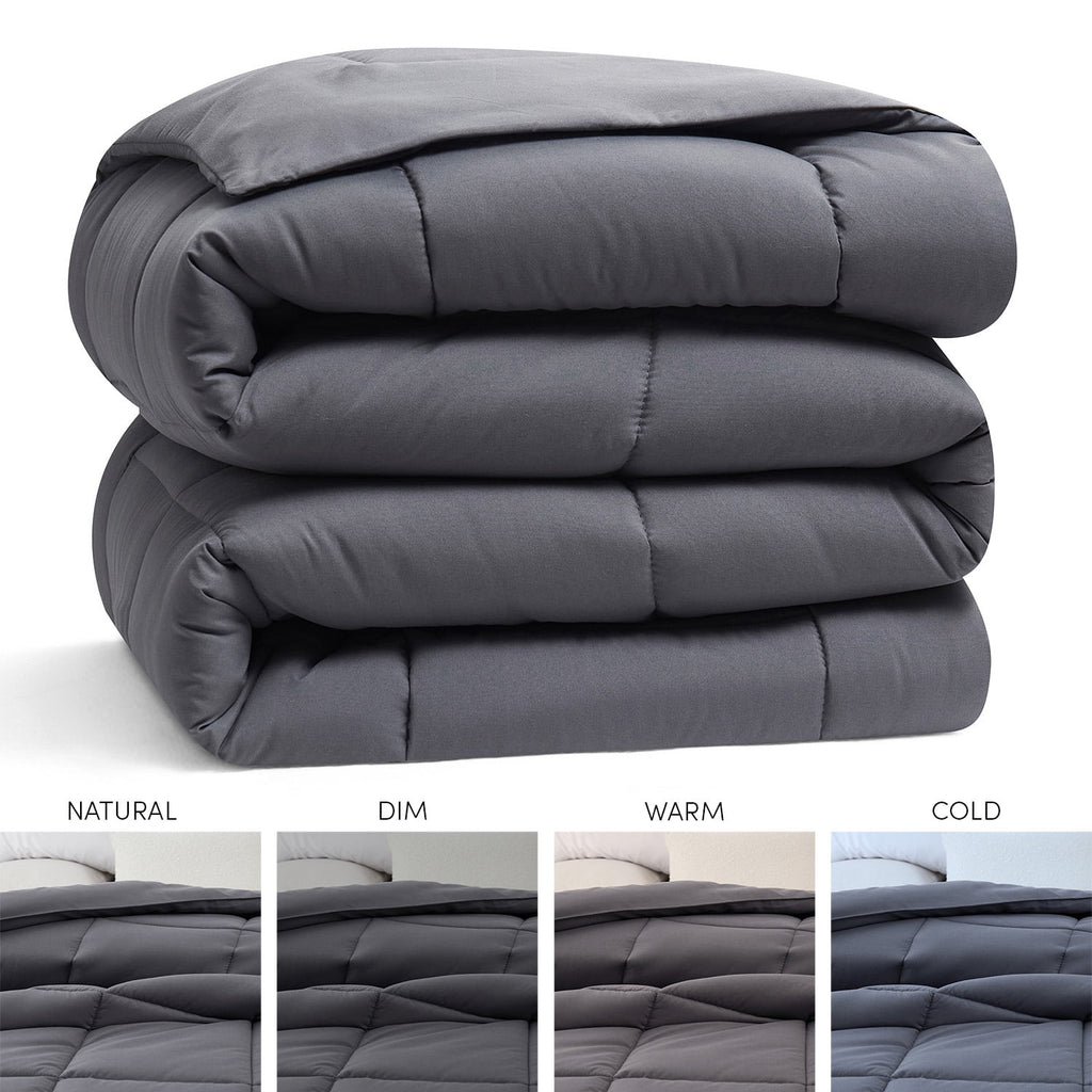 Nestl Gray Comforter, Quilted Down Alternative Bedding Duvet Insert, Queen