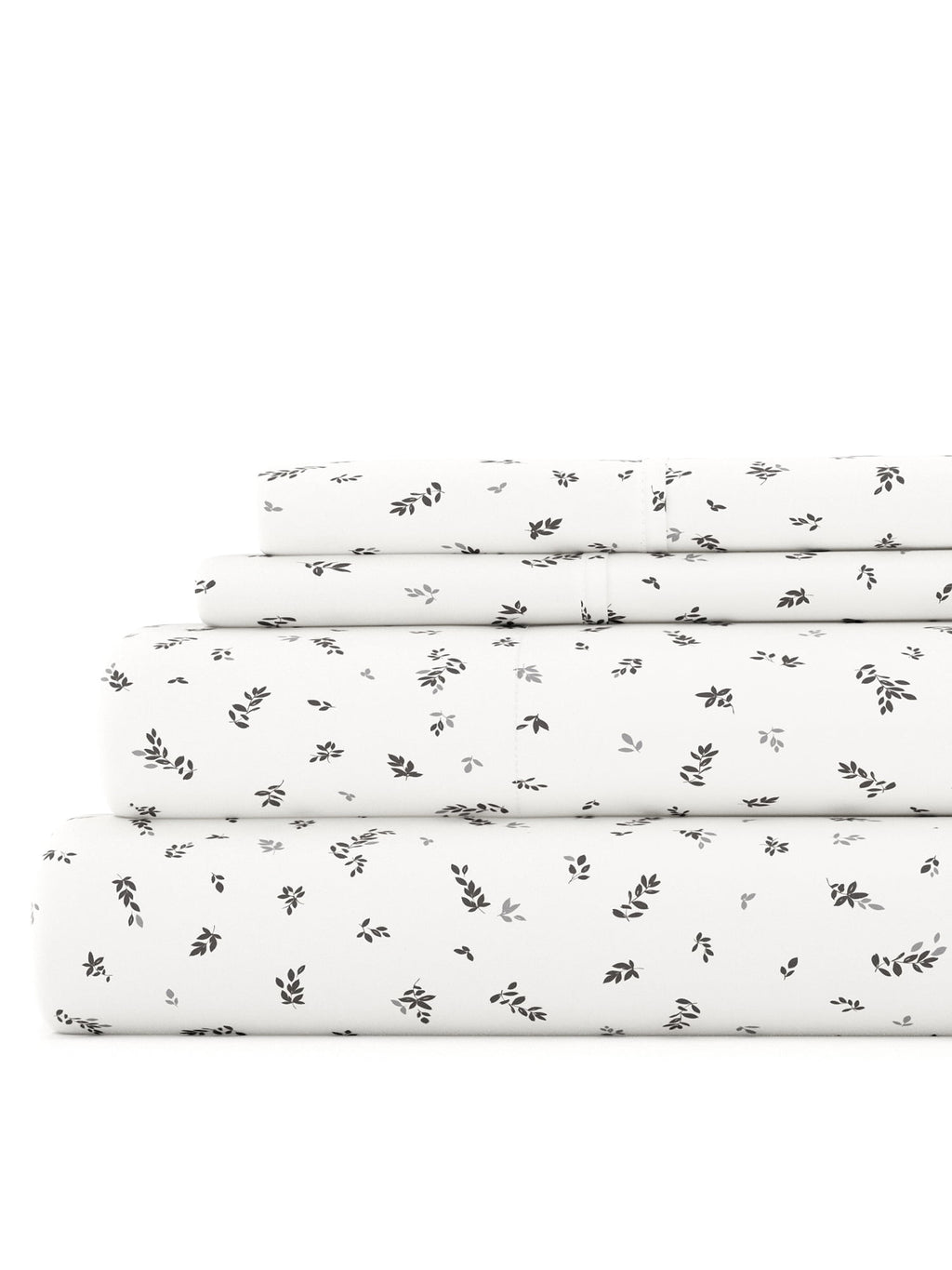 Ultra Soft & Breathable Wrinkle Free Bed Sheets Set - Floral Print Adult - Light Gray Floral Prints with Deep Pockets for King, Queen, Full, & Twins