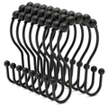 AmazerBath Shower Curtain Hooks Shower Curtain Rings Rust Proof Black Shower Curtain Hooks Balanced Smooth Glide Double Shower Curtain Hooks, Shower Hooks for Shower Curtain 12 Pcs