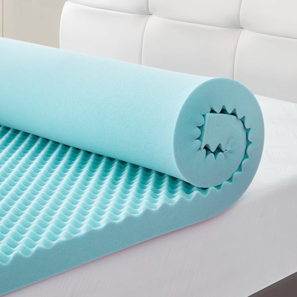 BDEUS 2 inch Gel Cooling Memory Foam Mattress Topper, Memory Foam Egg Crate Mattress Topper, CertiPUR-US Certified, Twin Size