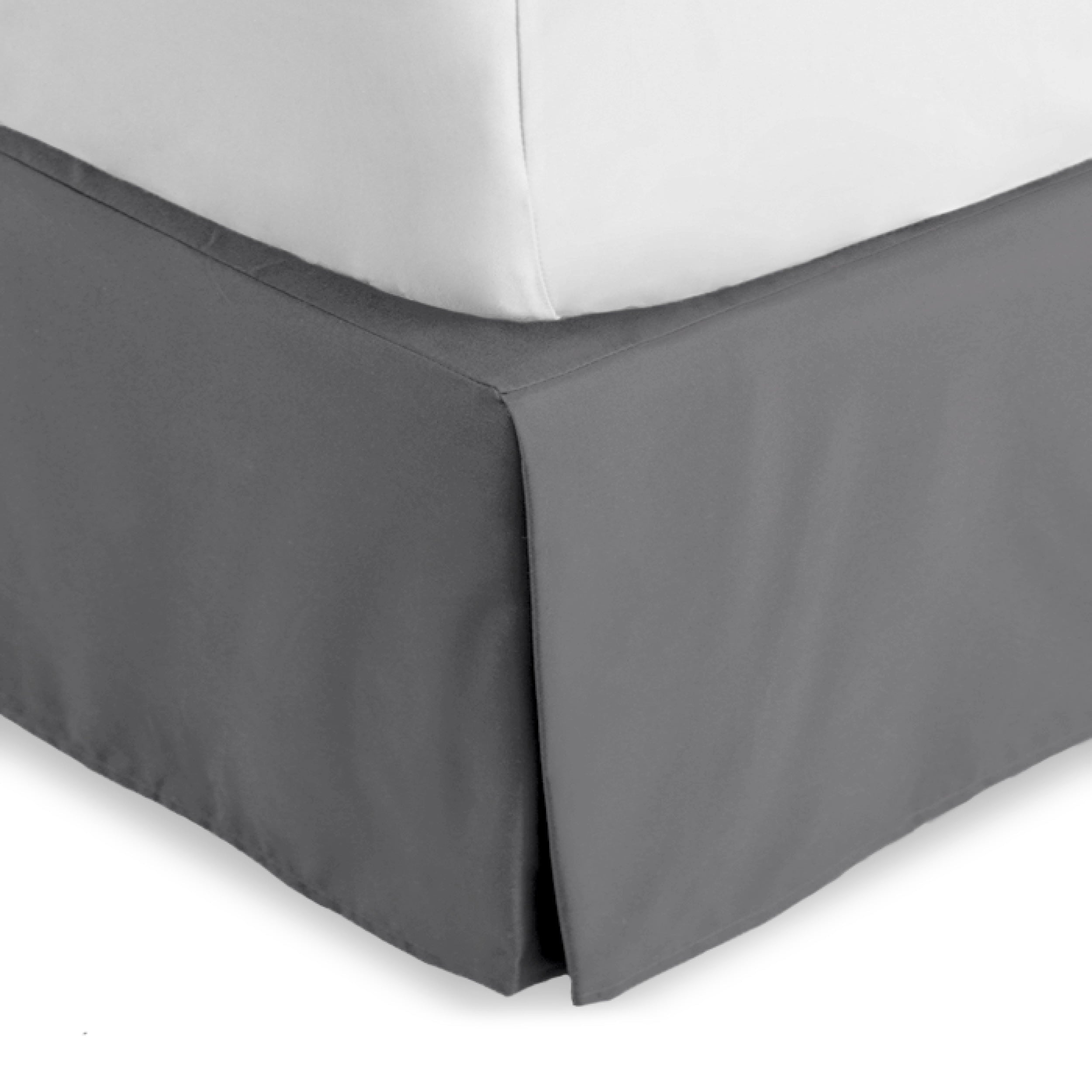 Bare Home Double Brushed Bed Skirt - Premium 1800 Collection - 15-inch Drop - Queen, Gray