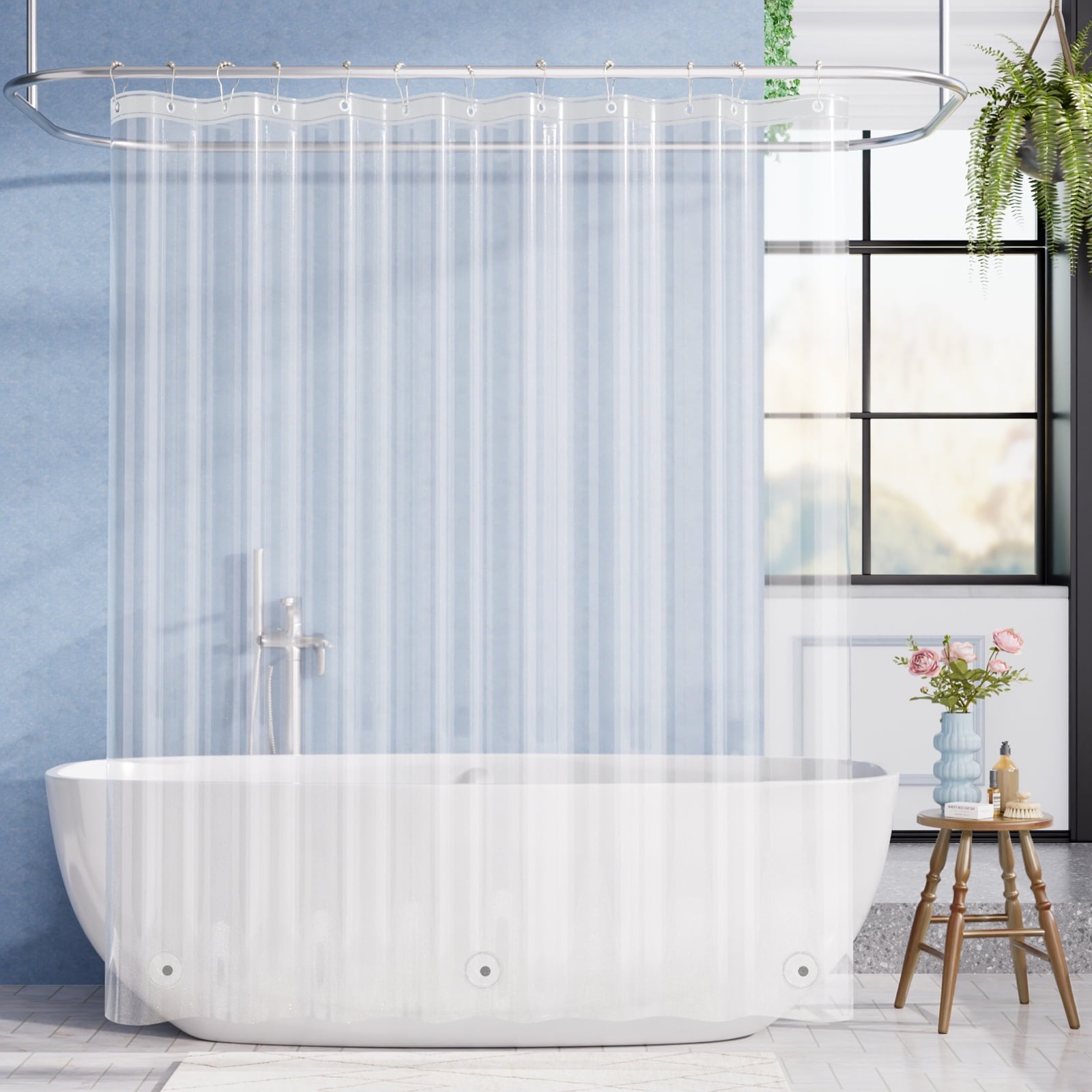 Bathway Clear Shower Curtain Liner, 72"W x 72"L Waterproof PEVA Plastic Shower Liner for Bathroom with Magnets and Rustproof Metal Grommets, Mold & Mildew-Resistant