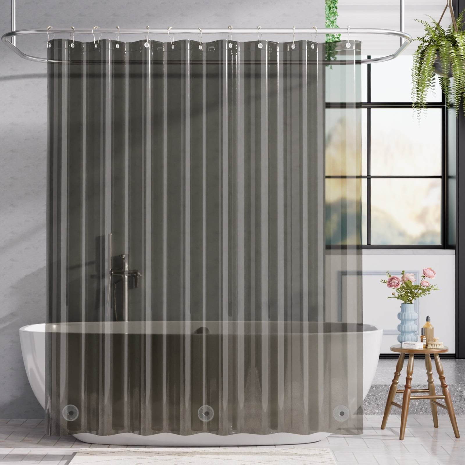 Bathway Clear Shower Curtain Liner, 72"W x 72"L Waterproof PEVA Plastic Shower Liner for Bathroom with Magnets and Rustproof Metal Grommets, Mold & Mildew-Resistant