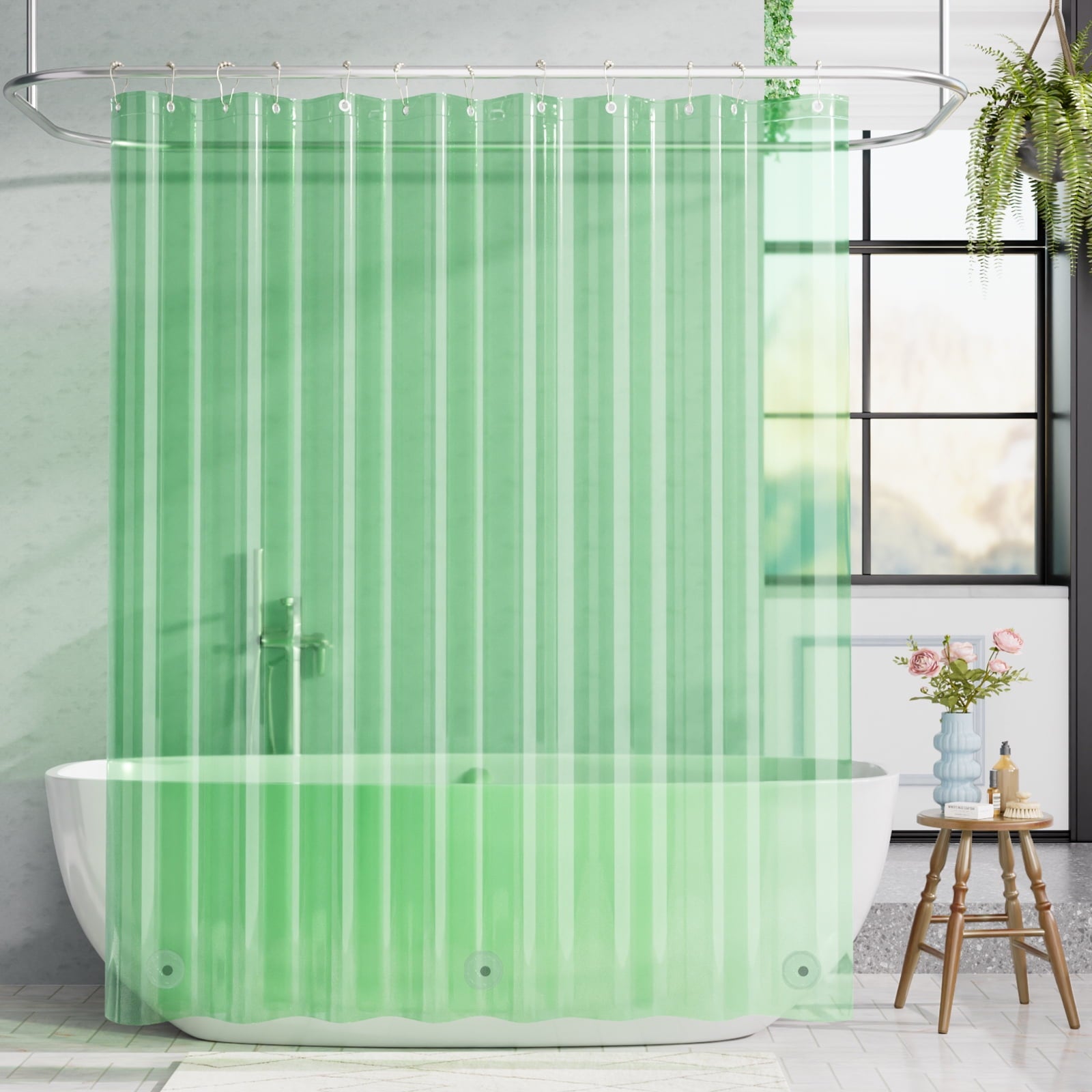 Bathway Clear Shower Curtain Liner, 72"W x 72"L Waterproof PEVA Plastic Shower Liner for Bathroom with Magnets and Rustproof Metal Grommets, Mold & Mildew-Resistant