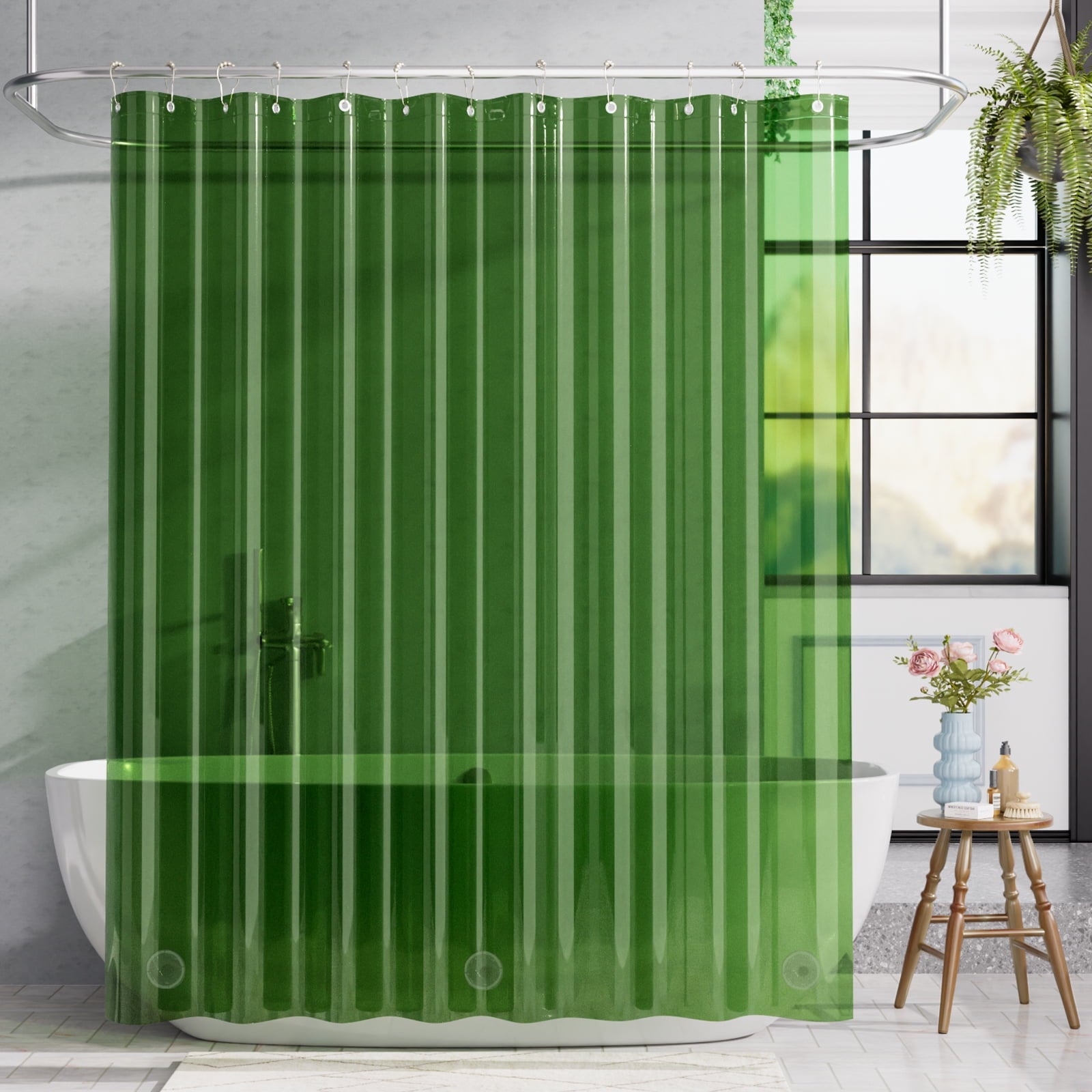 Bathway Clear Shower Curtain Liner, 72"W x 72"L Waterproof PEVA Plastic Shower Liner for Bathroom with Magnets and Rustproof Metal Grommets, Mold & Mildew-Resistant