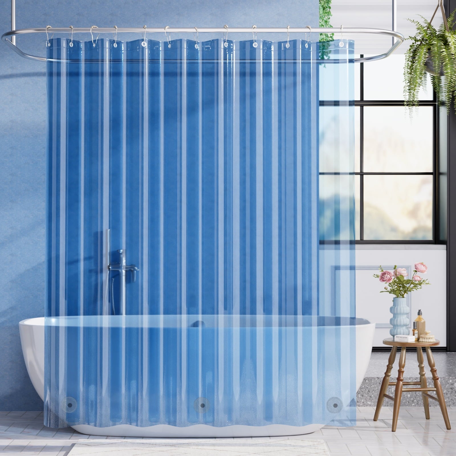 Bathway Clear Shower Curtain Liner, 72"W x 72"L Waterproof PEVA Plastic Shower Liner for Bathroom with Magnets and Rustproof Metal Grommets, Mold & Mildew-Resistant