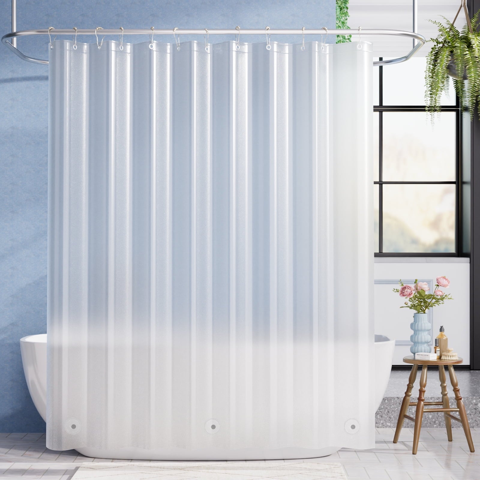 Bathway Clear Shower Curtain Liner, 72"W x 72"L Waterproof PEVA Plastic Shower Liner for Bathroom with Magnets and Rustproof Metal Grommets, Mold & Mildew-Resistant