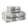 Beautiful by Drew Barrymore 4-Piece Floral Bath Towel Set, 100% Cotton, Sage Green